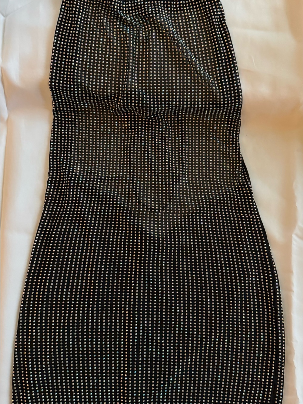 Fashion Nova Black Strapless Rhinestone Bodycon Dress